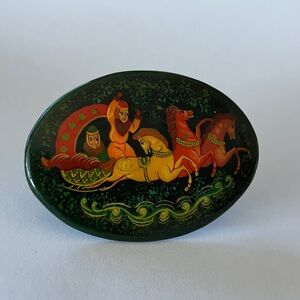 Vintage Russian lacquer brooch